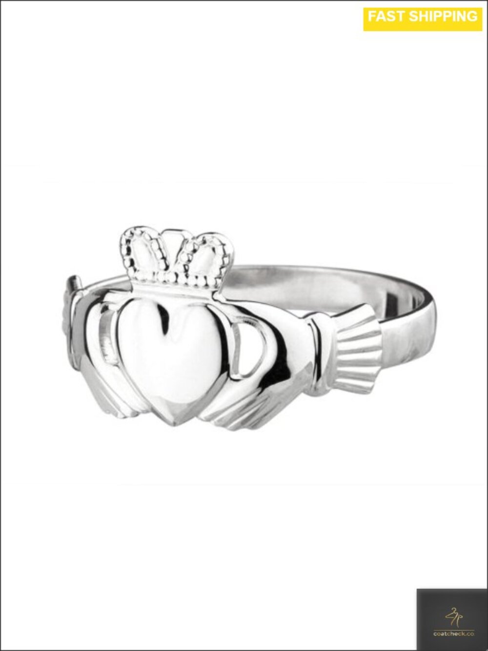 Sterling Silver Irish Claddagh Ring Size 8.5 Band Made in Ireland